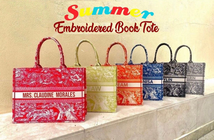 Embroidered Book Tote - Travellers Hat Boutique