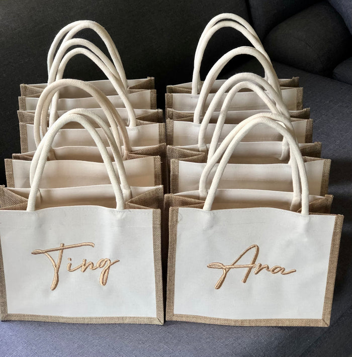 Embroidered Linen Tote - Travellers Hat Boutique