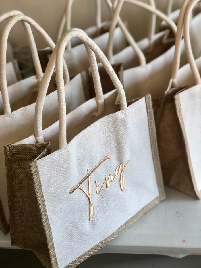 Embroidered Linen Tote - Travellers Hat Boutique