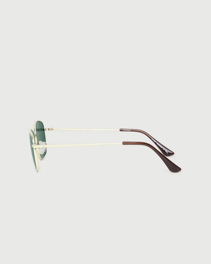 White-Gold::Emman Sunglasses rectangle Gold metal side