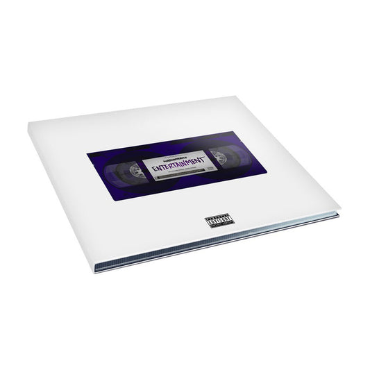A white square vinyl record sleeve by Waterparks featuring a VHS tape labeled Entertainment in the center, plus a parental advisory sticker—a nostalgic nod to classic entertainment formats.