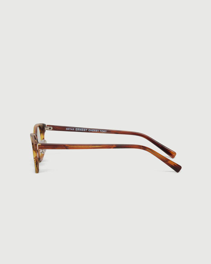 Cherry Tort::Ernest Eyeglasses rectangle tort acetate side