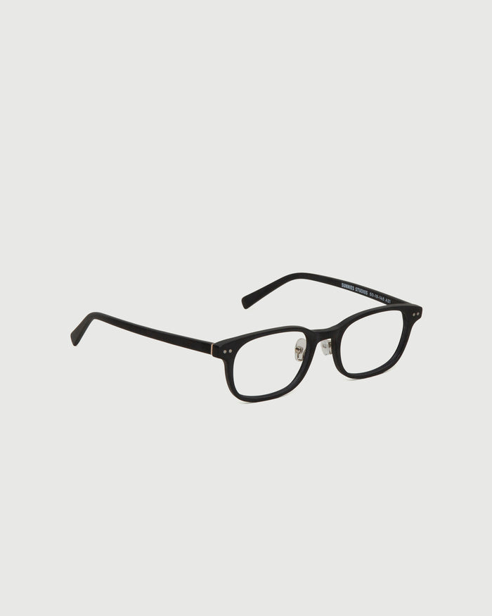 Charcoal::Ernest Eyeglasses rectangle black acetate front diagonal