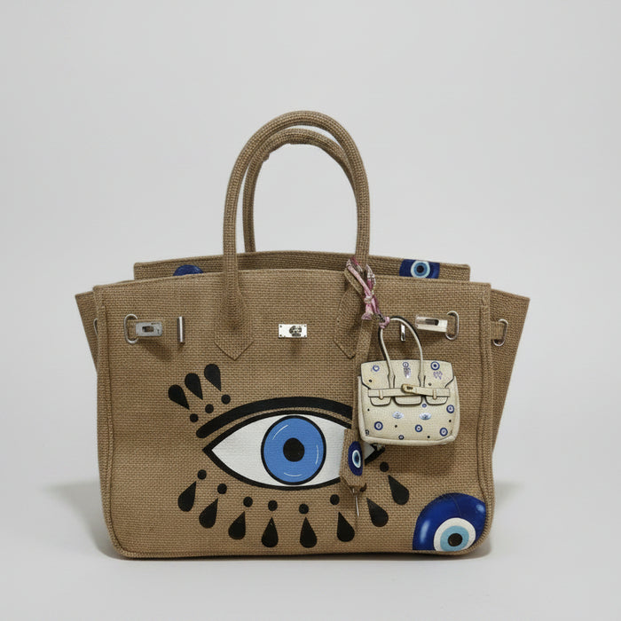 Burlap Birkin Evil Eye