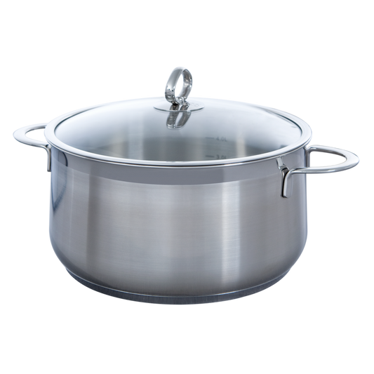 Excellent soeppan 24 cm 5 liter zilver vooraanzicht