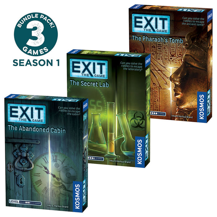 EXIT: The Game, Season 1. Three-Pack: The Abandoned Cabin, The Pharaoh's Tomb, The Secret Lab Games Thames & Kosmos