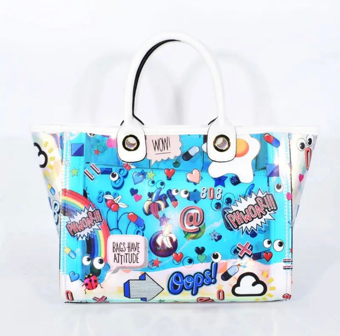Eye Theme Holographic Chain Tote - Travellers Hat Boutique