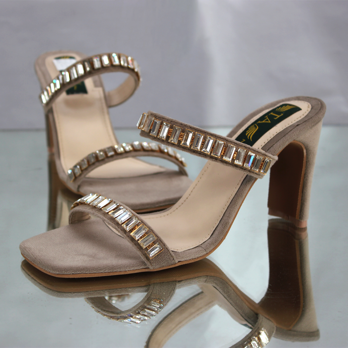 Fancy Grey Crystal Heel