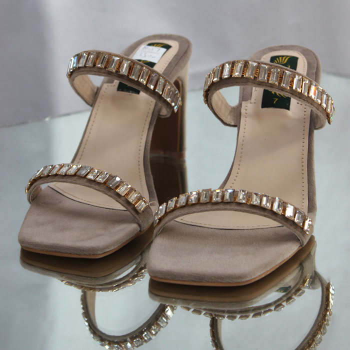 Fancy Grey Crystal Heel