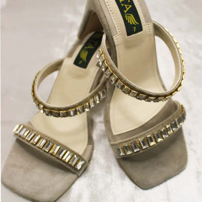 Fancy Grey Crystal Heel