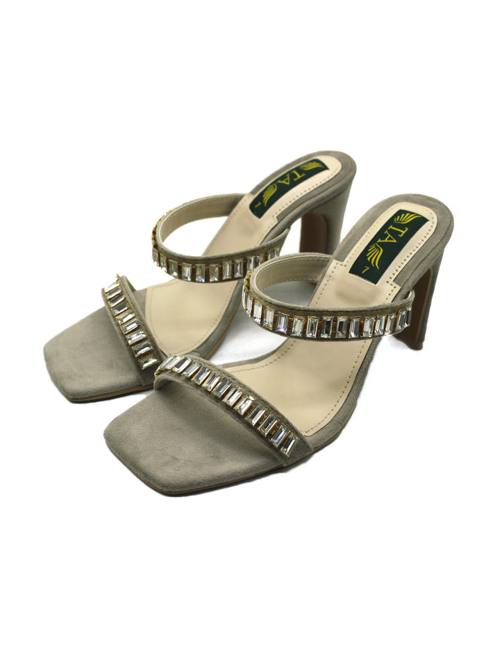 Fancy Grey Crystal Heel