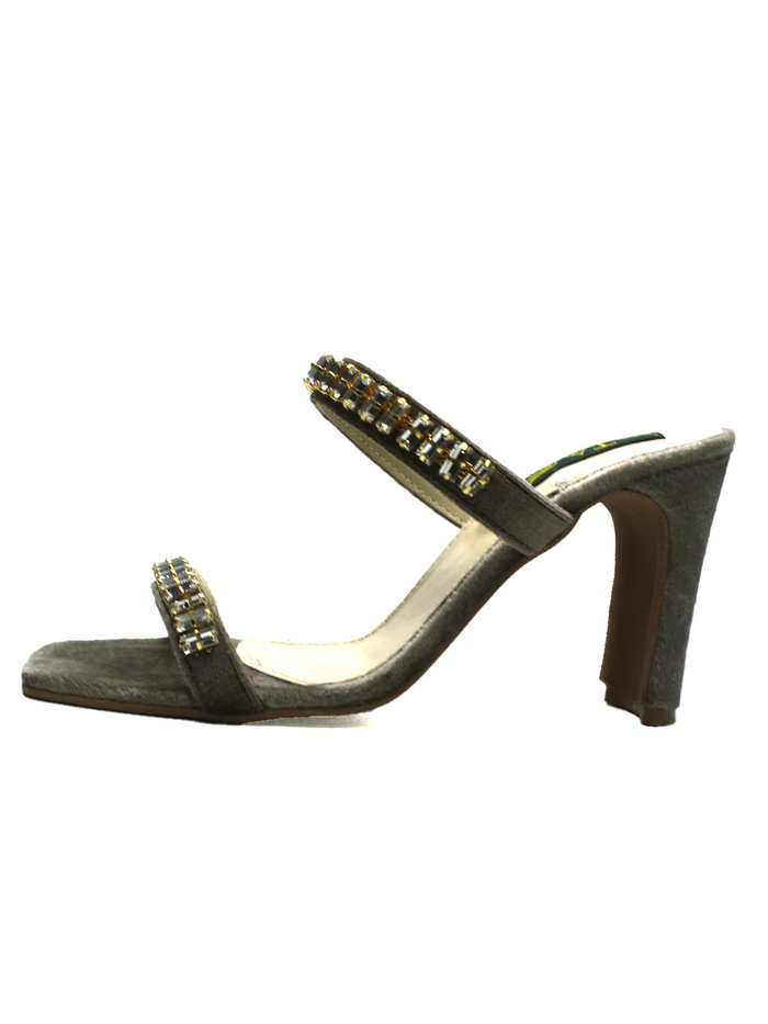 Fancy Grey Crystal Heel