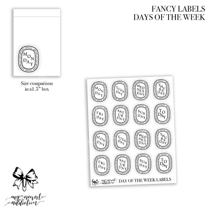 Fancy Label Days of the Week