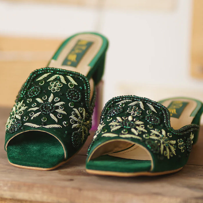 Fancy Velvet Blocked Heel