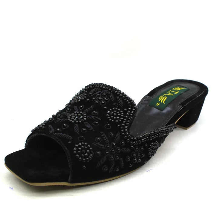 Fancy Velvet Blocked Heel