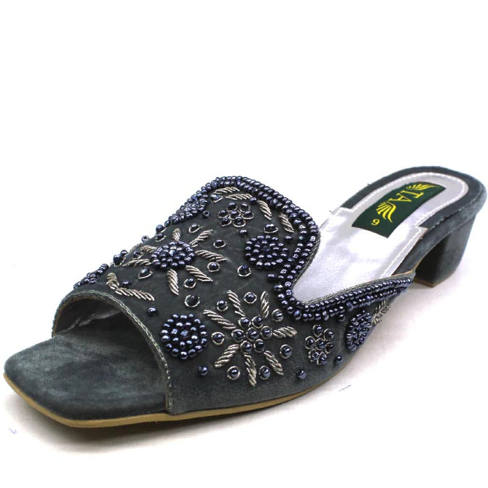 Fancy Velvet Blocked Heel