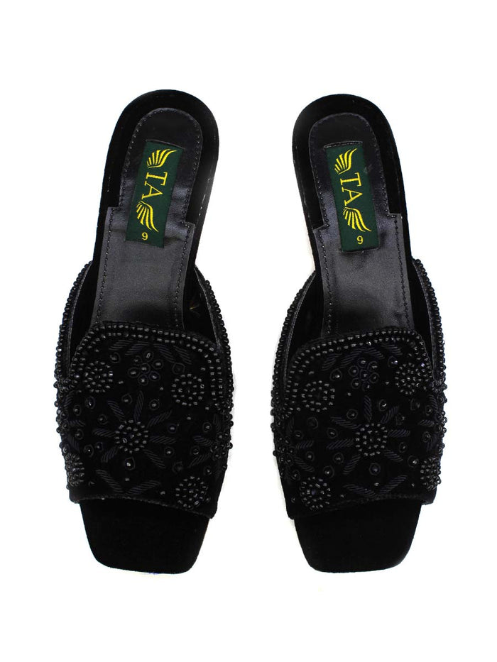 Fancy Velvet Blocked Heel
