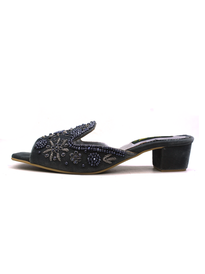 Fancy Velvet Blocked Heel