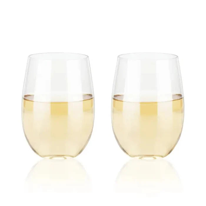 Flexi Stemless Plastic Wine Glasses - 2 Pc Set
