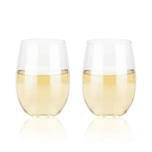 Flexi Stemless Plastic Wine Glasses - 2 Pc Set