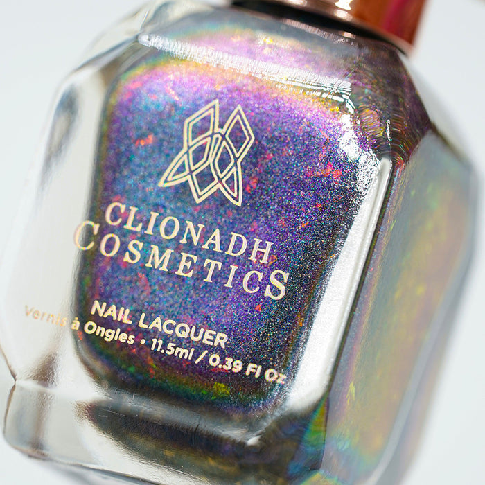 Macro shot of Flying Buttress Nail Lacquer bottle.