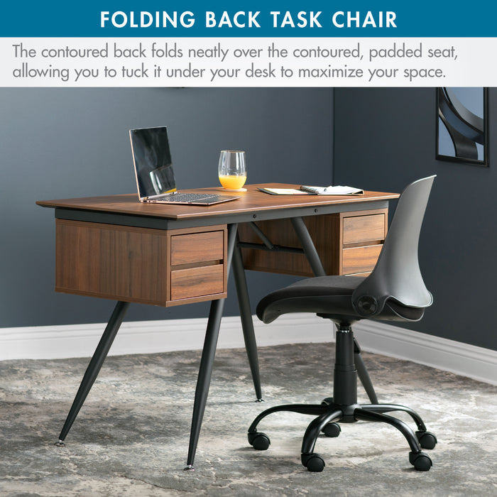 Folding Back Swivel Task Chair, Black 18616