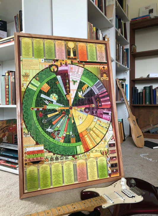 Framed Catholic Liturgical Calendar Wheel, 24x36