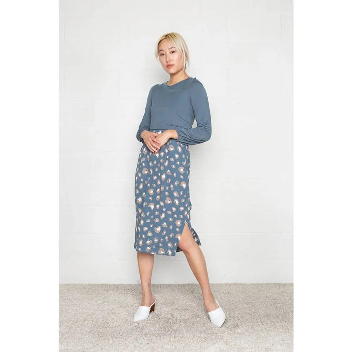 FREE SHIPPING Blue midi skirt made in USA