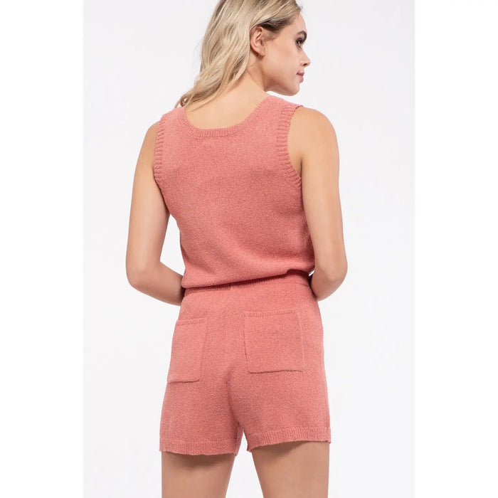 Free shipping Cozy sweater tank pink