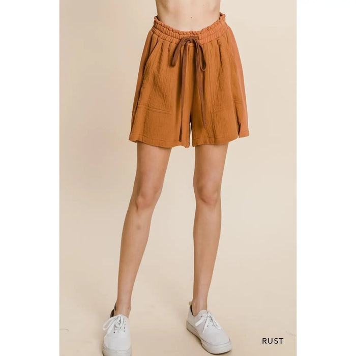 FREE SHIPPING rust loungewear shorts high waisted