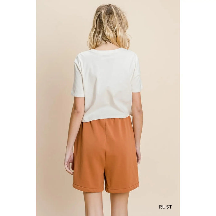 FREE SHIPPING rust loungewear shorts high waisted
