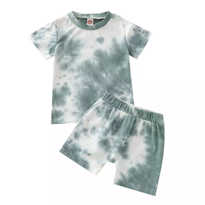 FREE SHIPPING Tiny Green Tie Dye Two-Piece Sport Shortie Set