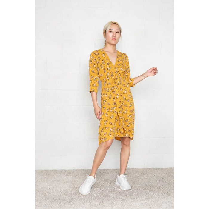 FREE SHIPPING Yellow flowy midi dress made in USA