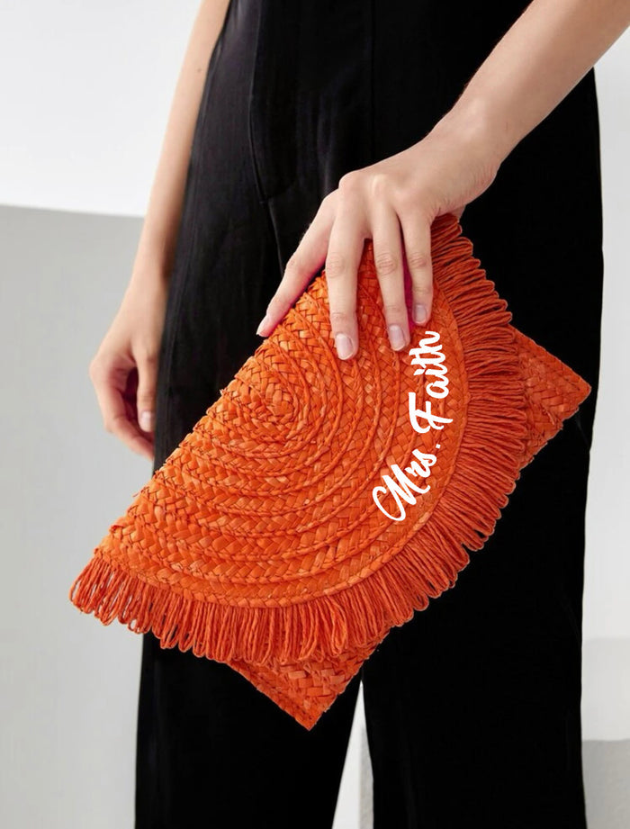 Fringe Flap Straw Clutch - Travellers Hat Boutique