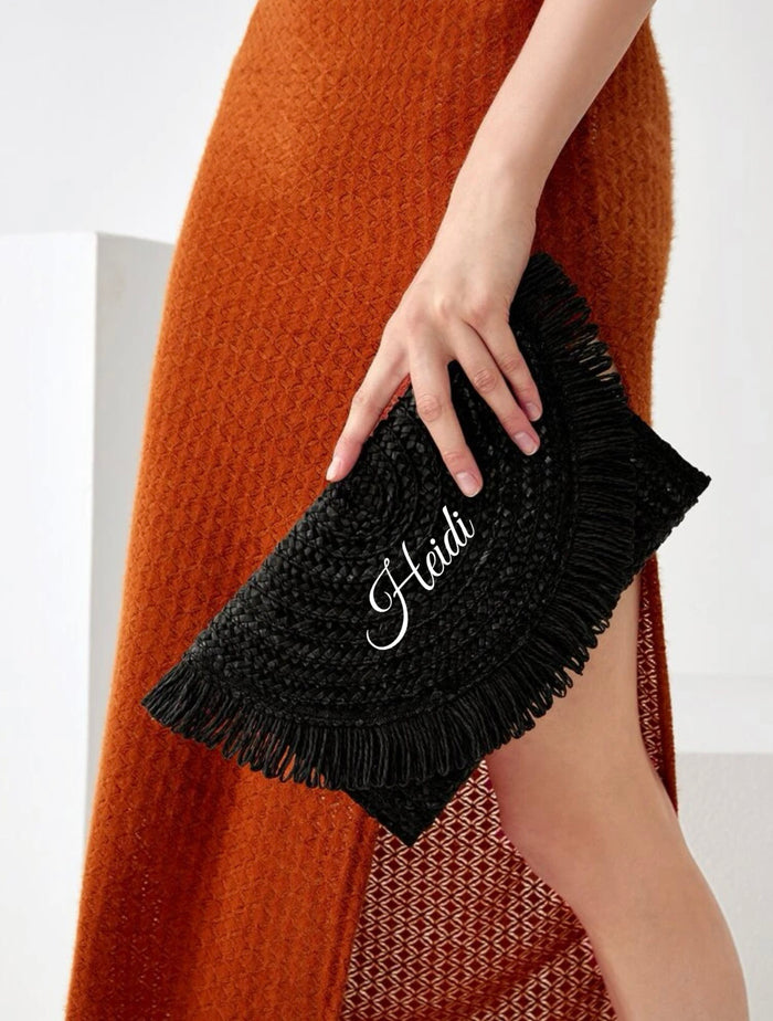 Fringe Flap Straw Clutch - Travellers Hat Boutique