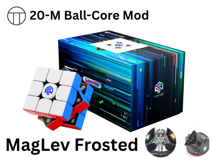 GAN V100 MagLev 3x3 (Frosted, PiCube 20-Magnet Ball-Core Mod) - Stickerless / Black Internals