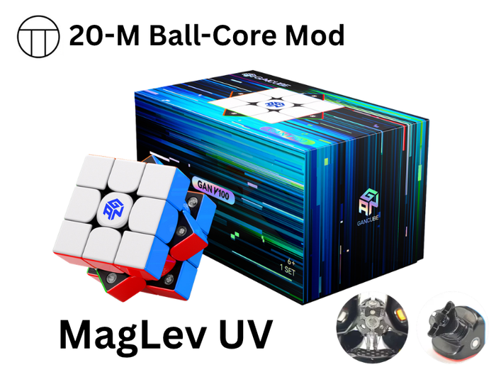 GAN V100 MagLev UV 3x3 (PiCube 20-Magnet Ball-Core Mod) - Stickerless / Black Internals