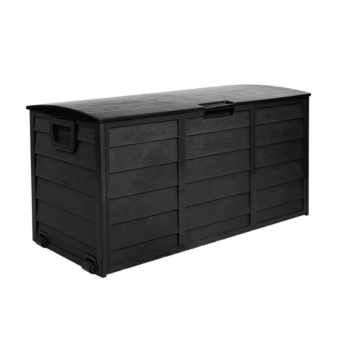 Gardeon Outdoor Storage Box 290L Lockable Organiser Garden Deck Shed All Black -Home Living Store - -