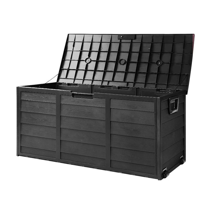 Gardeon Outdoor Storage Box 290L Lockable Organiser Garden Deck Shed All Black -Home Living Store - -