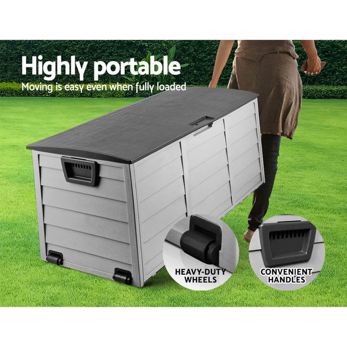 Gardeon Outdoor Storage Box 290L Lockable Organiser Garden Deck Shed Tool Black -Home Living Store - -