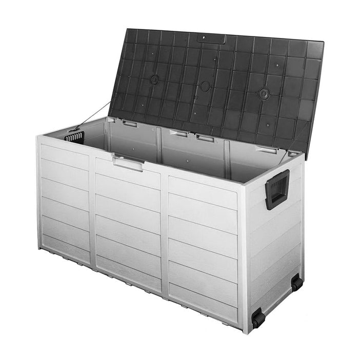 Gardeon Outdoor Storage Box 290L Lockable Organiser Garden Deck Shed Tool Black -Home Living Store - -