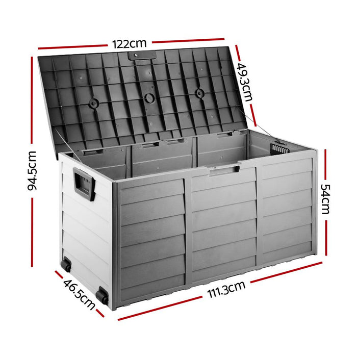 Gardeon Outdoor Storage Box 290L Lockable Organiser Garden Deck Shed Tool Black -Home Living Store - -