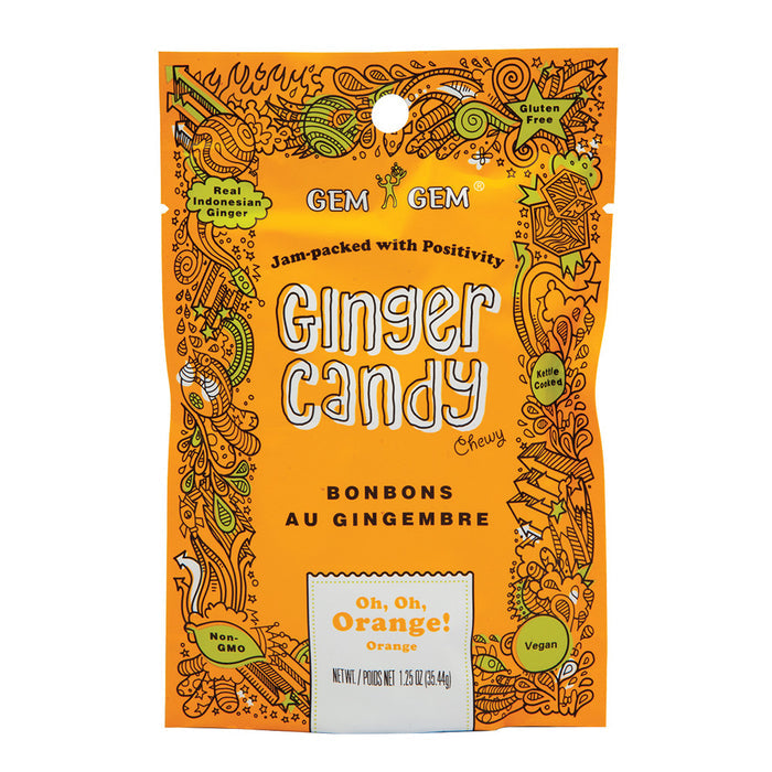Gem Gem Ginger Orange Candy Treats Peg Bag - 12 Count