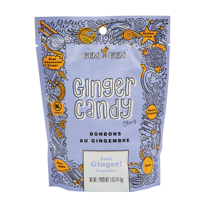 Gem Gem Just Ginger Chewy Ginger Candy Peg Bag - 12 Count