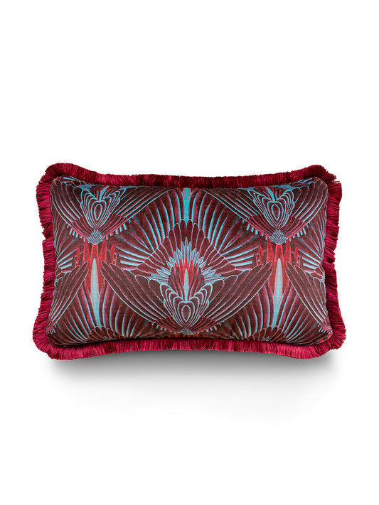 Gershwing 'Macaw' Fringed Rectangle Velvet Cushion