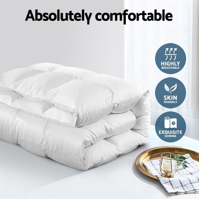 Giselle Bedding Duck Down Feather Quilt 500GSM King Size -Home Living Store - -