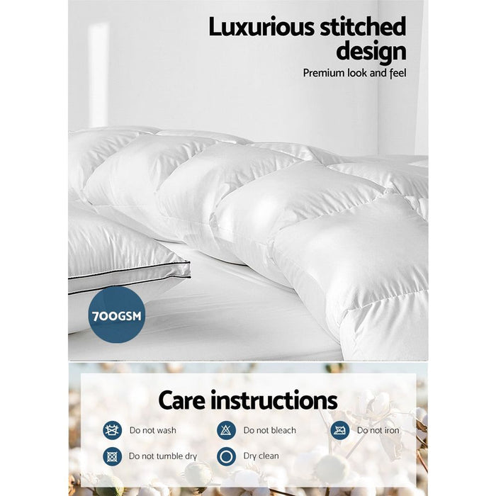 Giselle Bedding Duck Down Feather Quilt 700GSM King Size -Home Living Store - -