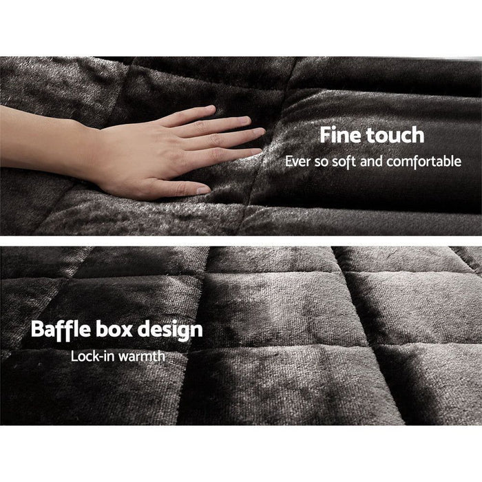 Giselle Bedding Faux Mink Quilt Queen Size Charcoal -Home Living Store - -