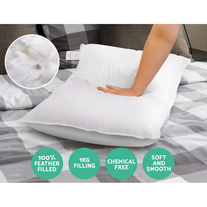 Giselle Bedding Goose Feather Down Pillow Twin Pack -Home Living Store - -
