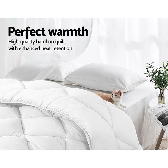 Giselle Bedding King Size 400GSM Microfibre Bamboo Microfiber Quilt -Home Living Store - -